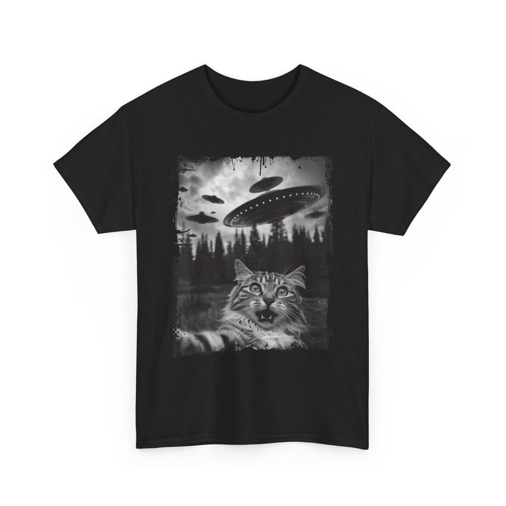 Cat Selfie UFO Tee Funny Alien Cat Shirt Kitty Lover Gift Unisex Graphic Tee Unisex T-Shirt XXXXL