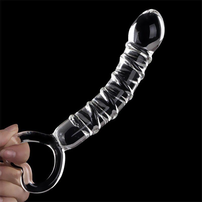 Transparent Crystal Glass Vagina Massager Dual Head Dildo Anal Plug G-spot Stimulation Sex Toy