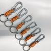 Retro Alloy Cowhide Keychain with Hand-Woven Belt - Men's Business Gift Key Ring for Car and Mountaineering Enthusiasts