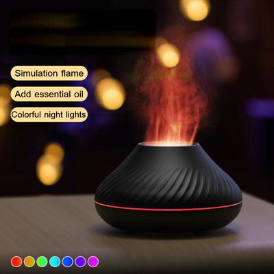 Difuzor de aromoterapie Vulcano Umidificator de aer electric cu ultrasunete cu ceață rece, cu 7 culori, difuzor de ulei esențial cu lumină flacără
