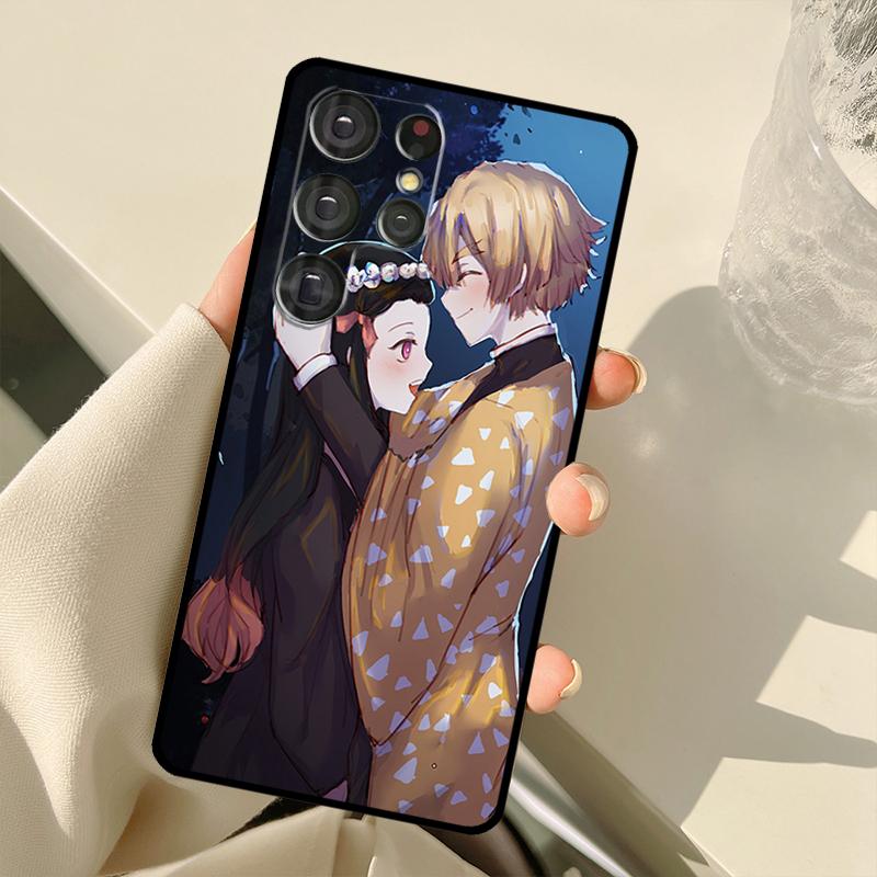 Pouzdro Demon Slayer Nezuko a Zenitsu pro Samsung Galaxy S22 Ultra S20 FE Note 20 Note 10 S8 S9 S10 Plus S21 Ultra Kryt
