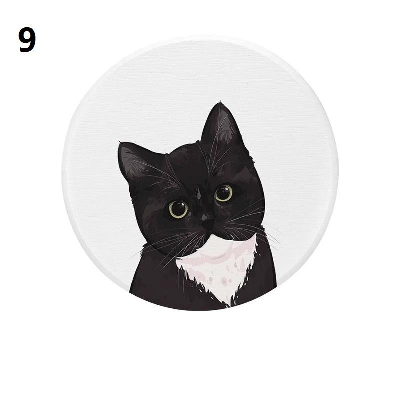 Runde Cartoon Kätzchen Untersetzer Diatomeenerde Saugfähig Hitzebeständiger Untersetzer Tischdeko Niedliches Katzenmuster Schnelltrocknende Kaffeetassenuntersetzer