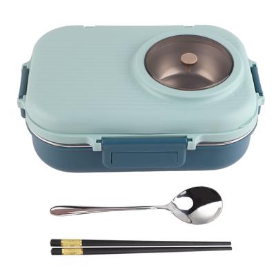Thermal Lunch Box 1100ml Double Layer 3 Grid Design 304 Stainless Steel Bento Box with Chopsticks