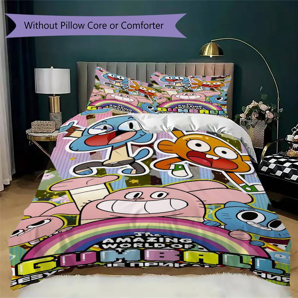 Amazing World Gumball Pattern Bedding uilt Set uilt Cover Pillowcase Home Decoration Birthday Gift (1 * duvet cover + 2 * pillowcase without core)196
