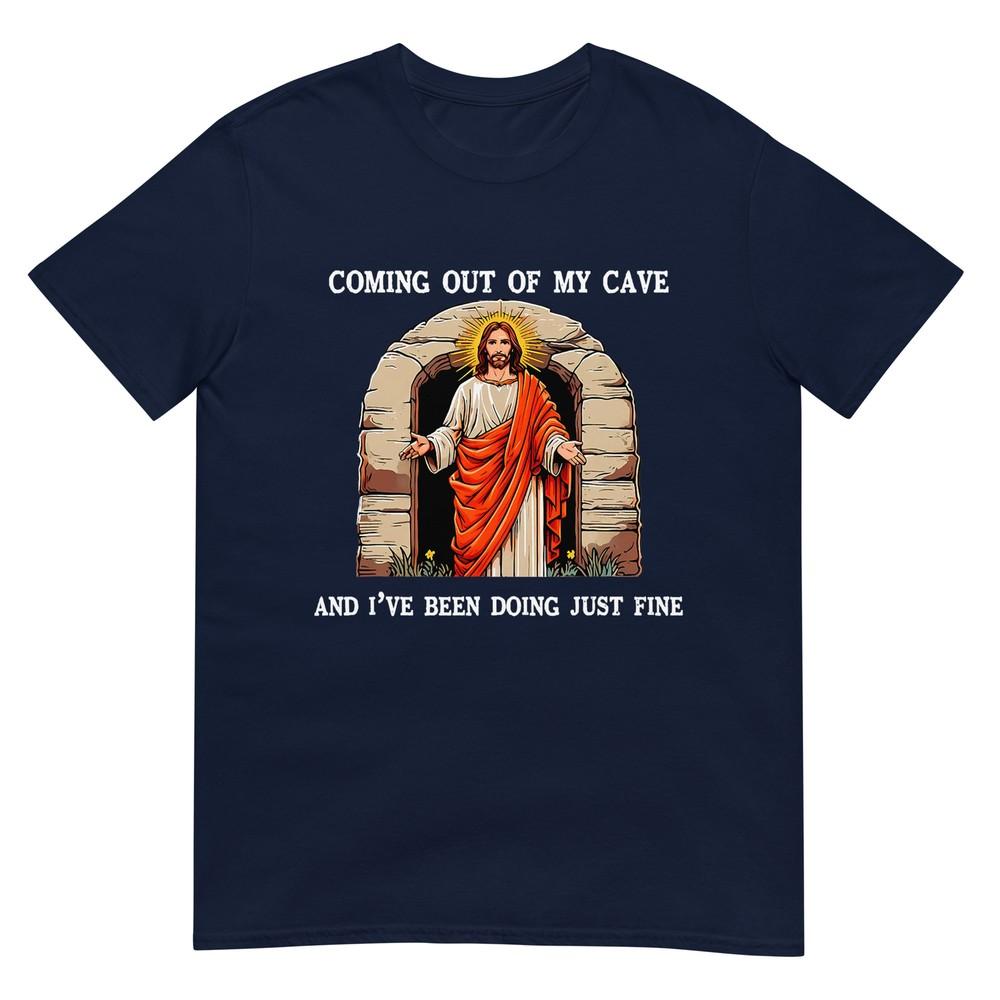 Funny Easter Jesus Coming Out Of My Cave Retro Humor Easter TShirt S