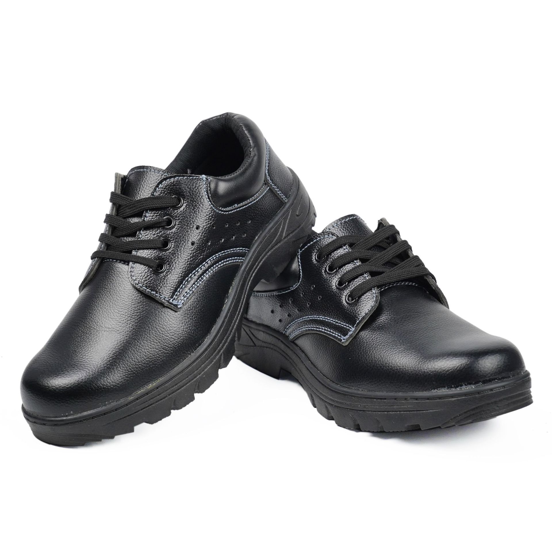 

Новая спецобувь Мужская из ПУ кожи Глянцевая Стальной подносок Защита от ударов и проколов Черная Удобная Дышащая Обувь безопасности 36