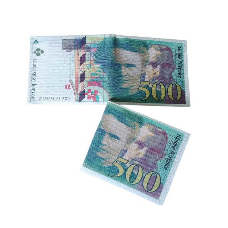 Men's Creative Wallet: Currency Print Canvas Card Holder, Customizable Designs Available