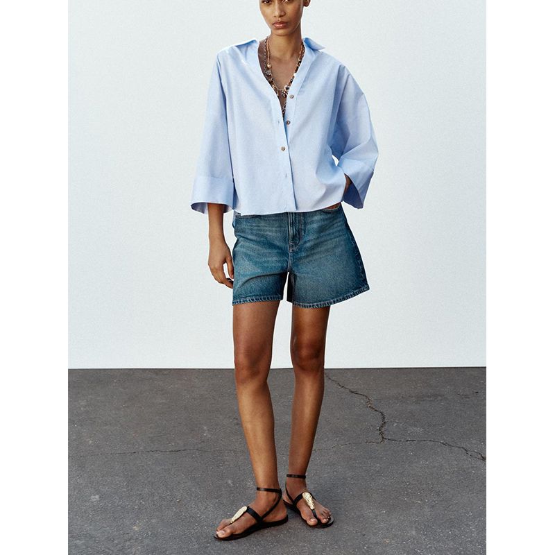 Spring and Summer New Women's Clothing Wide Sleeve Poplin Comfort and Casual Shirt 2246255 2246404 2246902