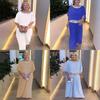 Satin Blouse And Wide Leg Pants Set With Sequin Embellishments For Casual Women
