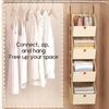 1 Set Collapsible Hanging Closet Wardrobe Storage System Organizer Adjustable with Hooks 4 Tier Closet Shelves