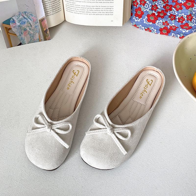 French bow bag head half slippers female summer wear 2025 new gentle fairy with skirt Mary Jane single shoes