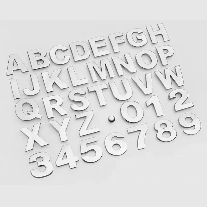3D Metal DIY Letters Alphabet Numbers Emblem Decal Digital Badge Car Styling Rear Trunk Logo Sticker Accessories Motorcycle