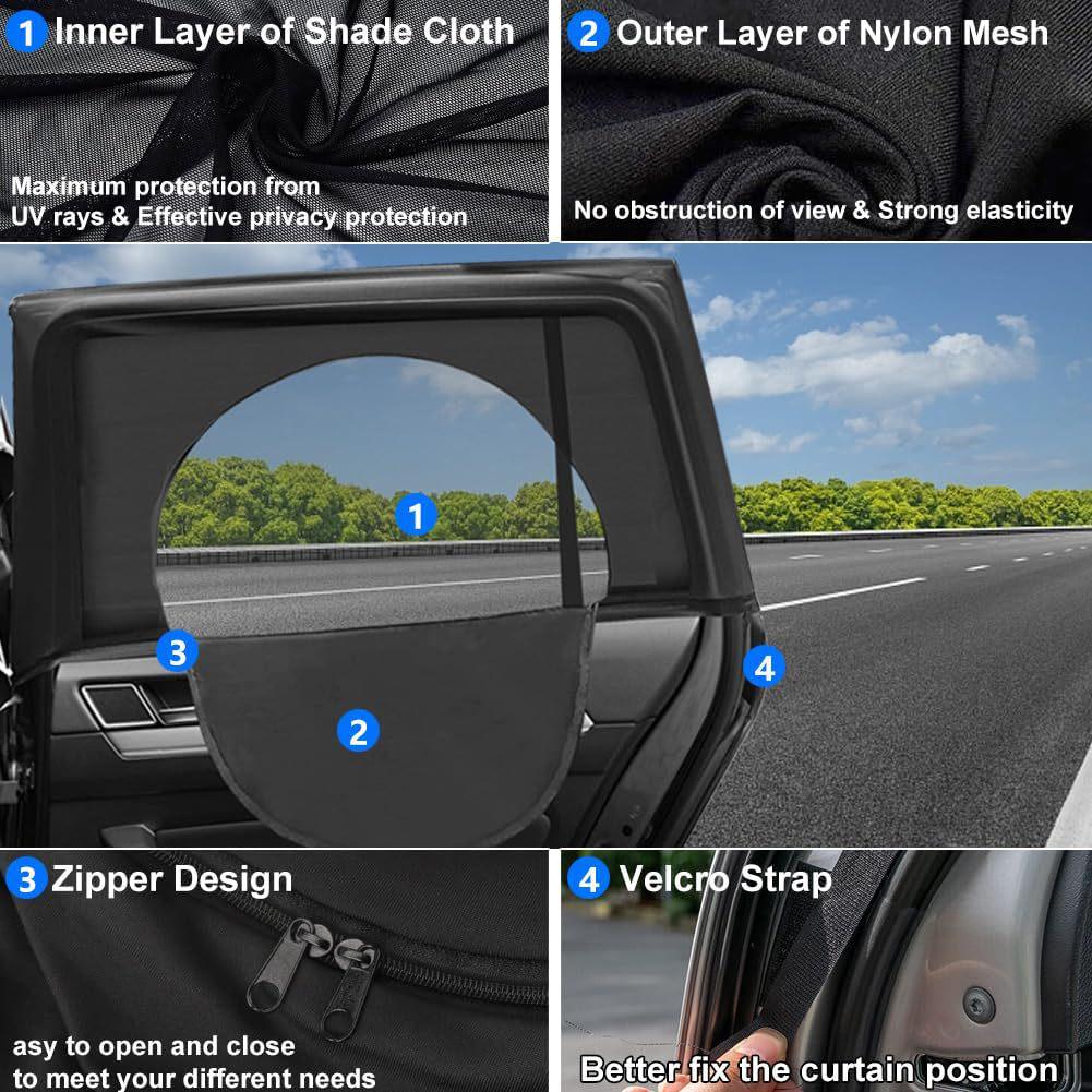 Upgraded Zipper Style Car Mosquito Curtain & Sunshade - Ventilated and Breathable