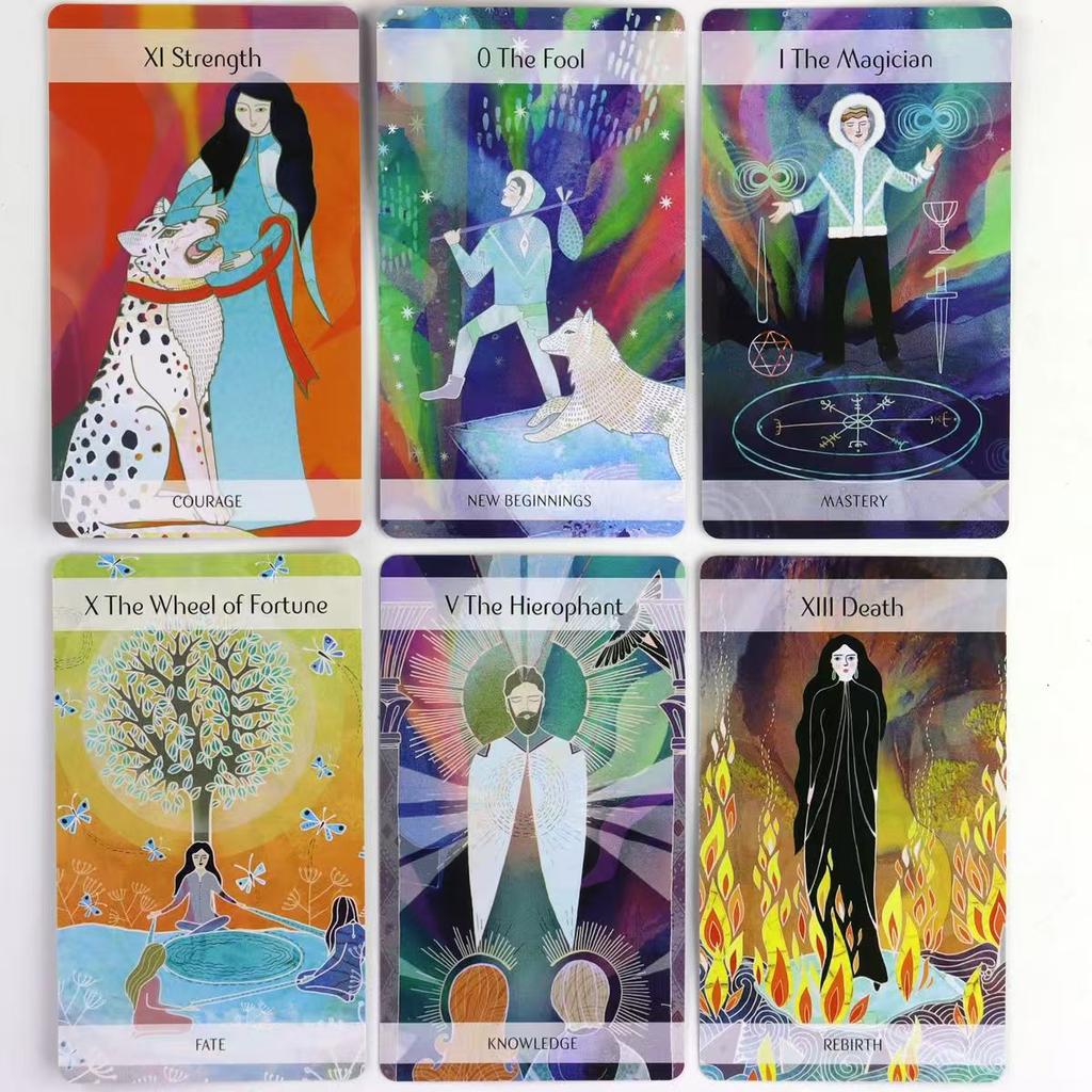 10.3*6cm Magický severský tarot Kompletní balíček 79 karet inspirovaný starými severskými mýty a folklórem