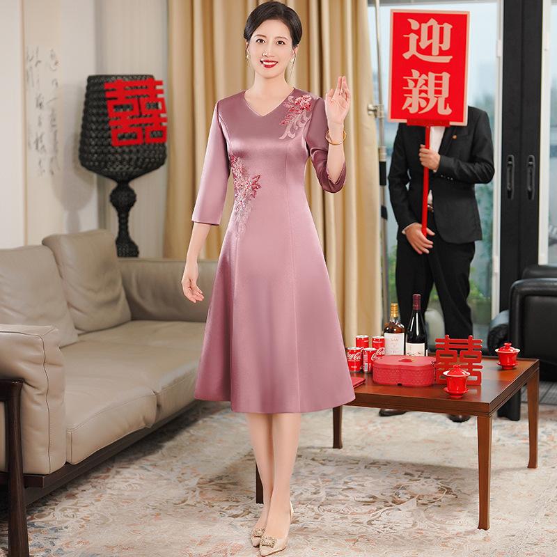 Mom Wedding Dress Female Happy Mother-in-law Wedding Dress Noble High-end Light Mother-in-law Toasting Dress Wedding Dress