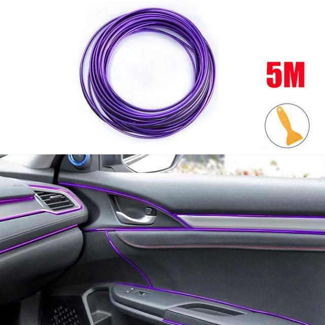 5M Car Moulding Decoration Flexible Strips Door/Center Console/ Interior Gap Trim Universal Chrome Trim Strip Bright Strip