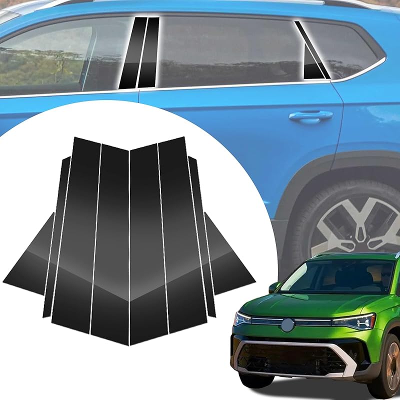 6pcs Glossy Black Exterior Door Window Pillar Posts Molding Cover Panel Trim Stickers Side Door Window Cover Trim Kits for Honda Civic 11th Gen  