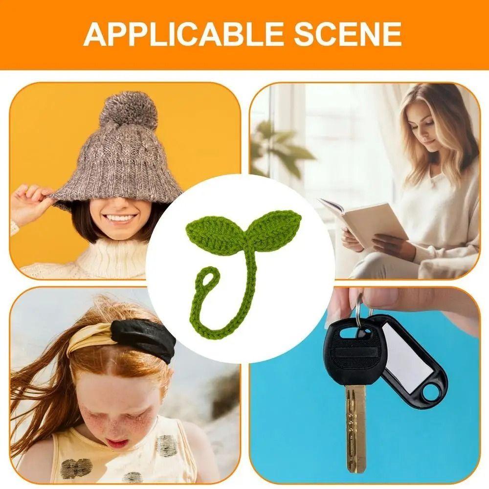 Data Cable Strap Green Leaf Bookmark Knitted Crochet Leaf Sprout  Gift for Holidays