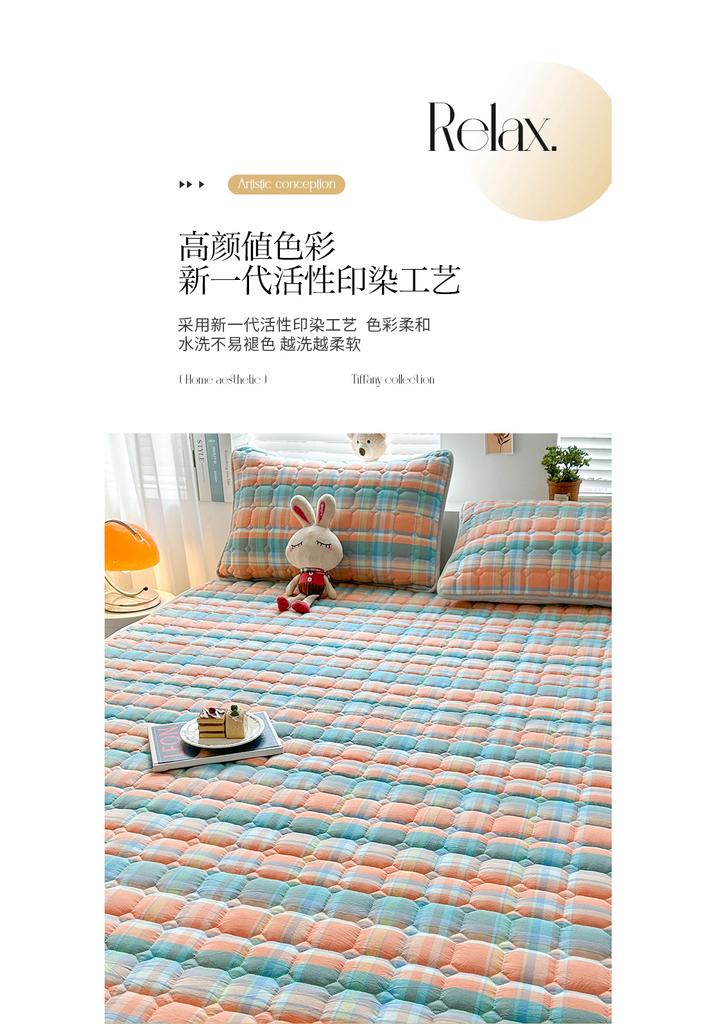 Sleeping grid skin friendly pure cotton thick bed sheet