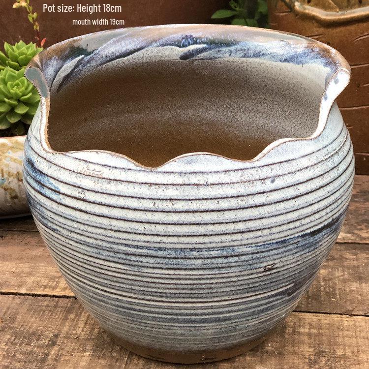 Stor Handgjord Keramik Kruka för Suckulenter och Grönska, Andningsbar Lerkruka i Lila Lera