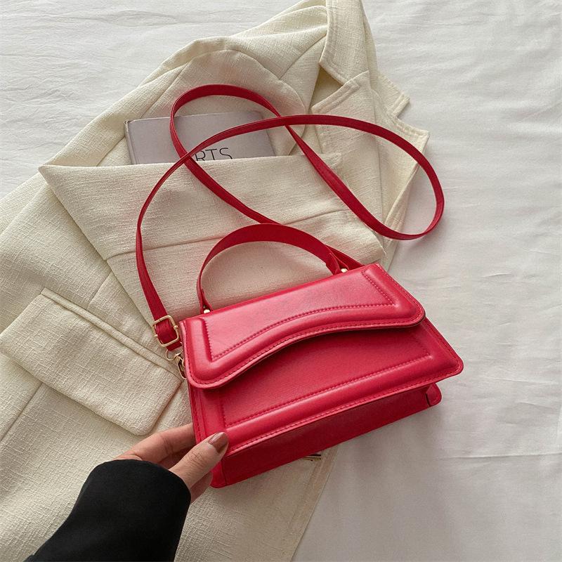 Foreign style simple solid color handbag 2025 early spring new versatile ins shoulder messenger bag small square bag women