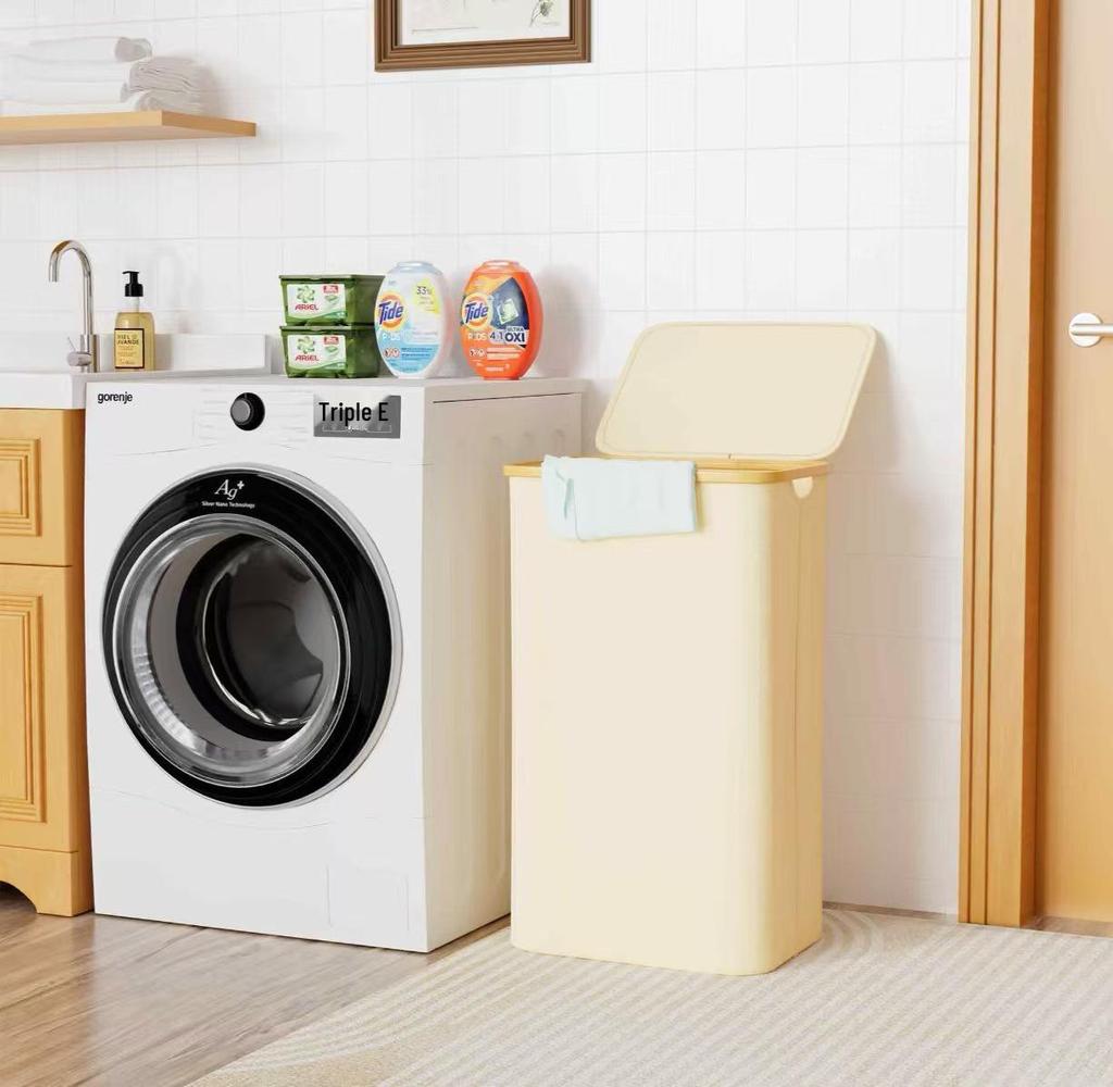 Foldable Laundry Basket with Inner Pocket: Large Capacity Hamper for Bedroom & Bathroom.