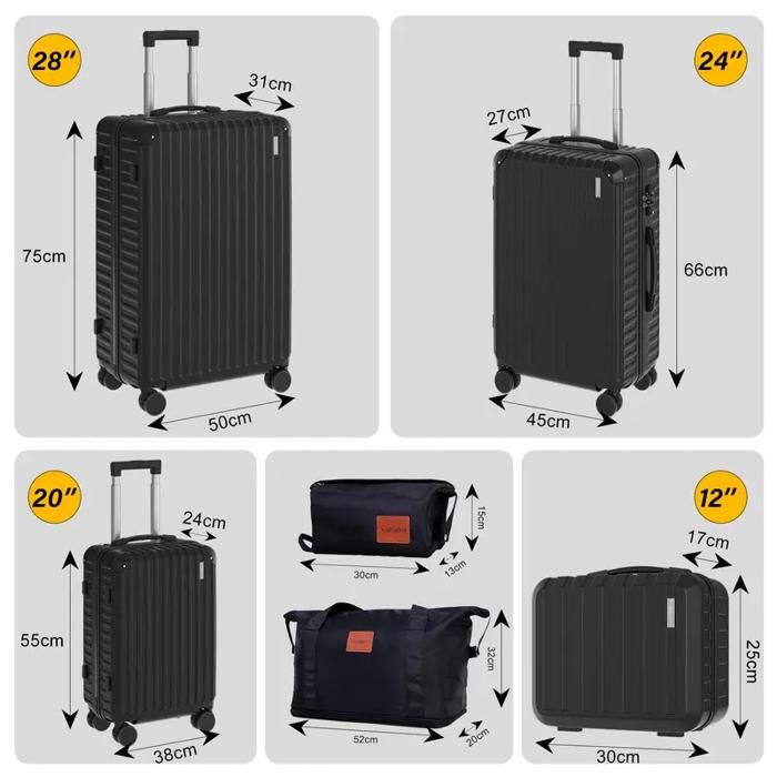 Suitcase Set - 6 PCS - Hard-Shell - Waterproof - 4 Wheels 360°