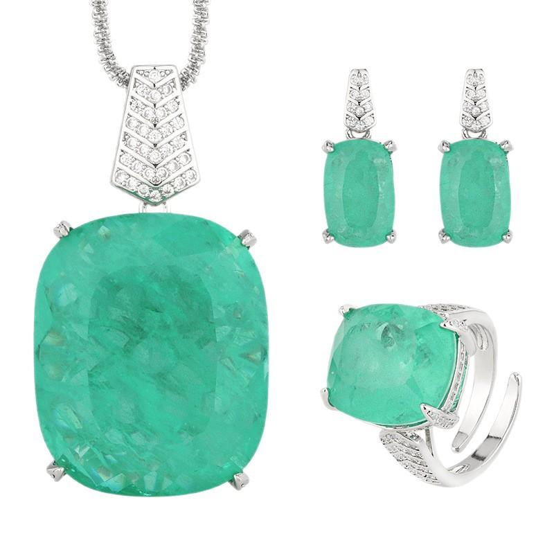 Huayei Jewelry Set Earrings Necklace Ring Paraiba Style High Sense Women'S Batch