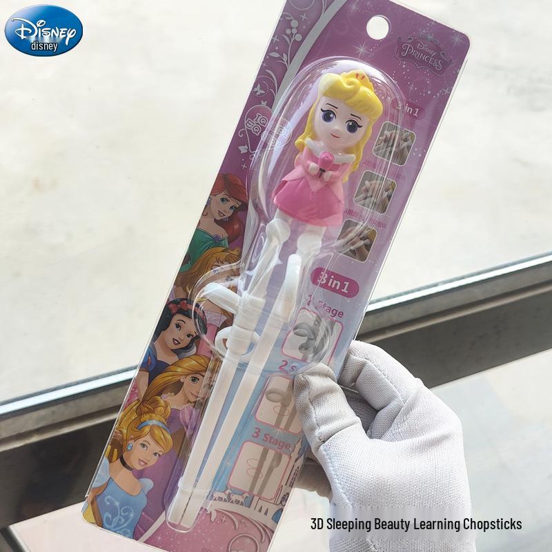 Disney 3D Cartoon Children's Stainless Steel Cutlery Set: Fork, Spoon, and Training Chopsticks