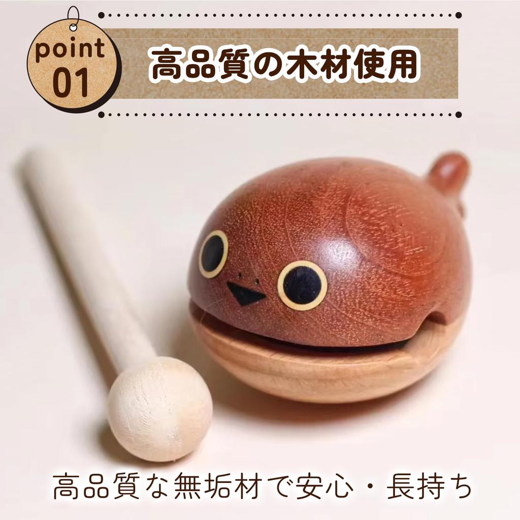 Hyack Mokugyo Buddhist Altar Accessories Set with Drumsticks, Mini Musical Instrument, Cute Wooden Whale Design [Parallel Import]