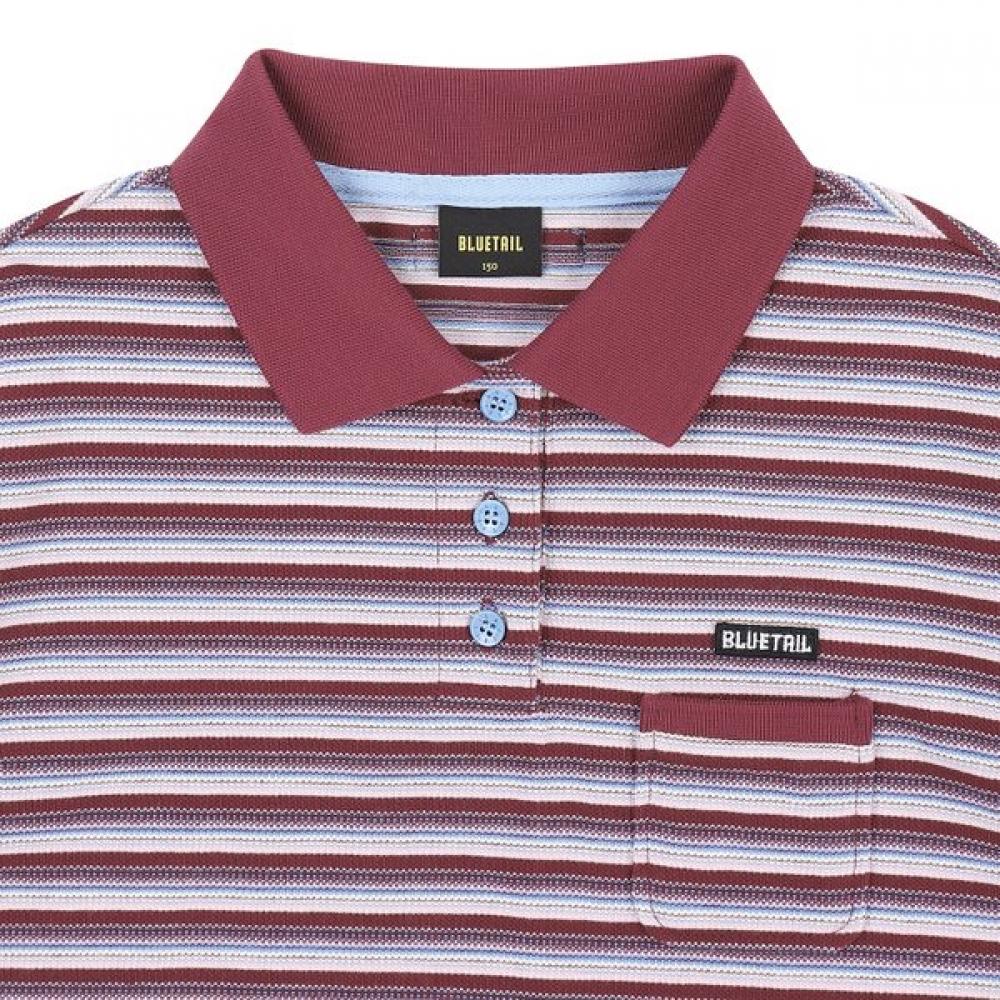 BlueTail STripe Collar Wine Crop ShorT Sleeve T shirT azb2Ts05wn