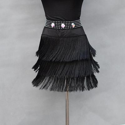Women's Black Tassel Latin Dance Skirt - Short Training Dancewear