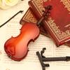 Mini Violin Model Set Wooden Miniature Violin with Stand,Case for Dollhouses Accessory Home Decoration Display Ornament