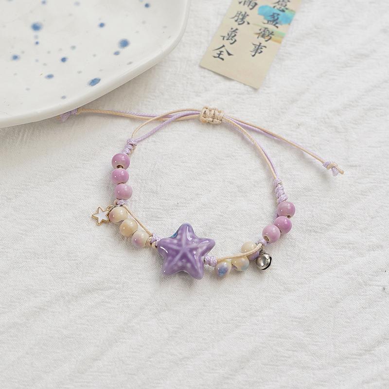 Brățară ceramică reglabilă lucrată manual pentru femei, brățară țesută cu stea de mare unică, bijuterii, accesorii, cadouri