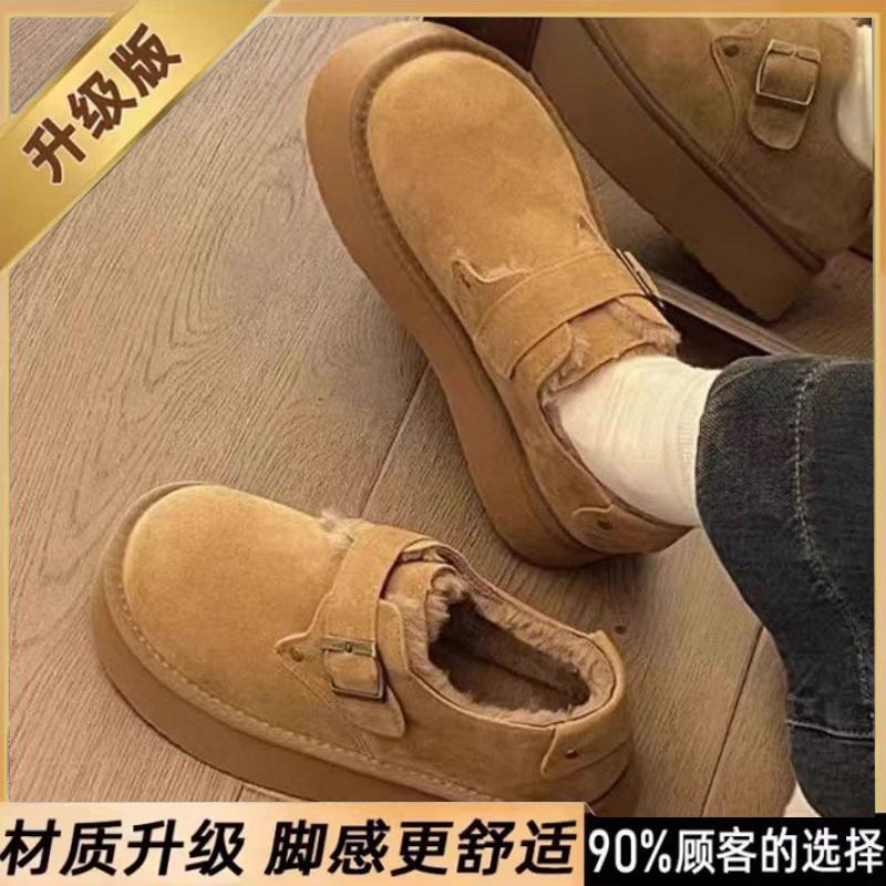 Thick-soled snow boots winter new velvet warm Birkenstocks fluffy shoes cotton shoes