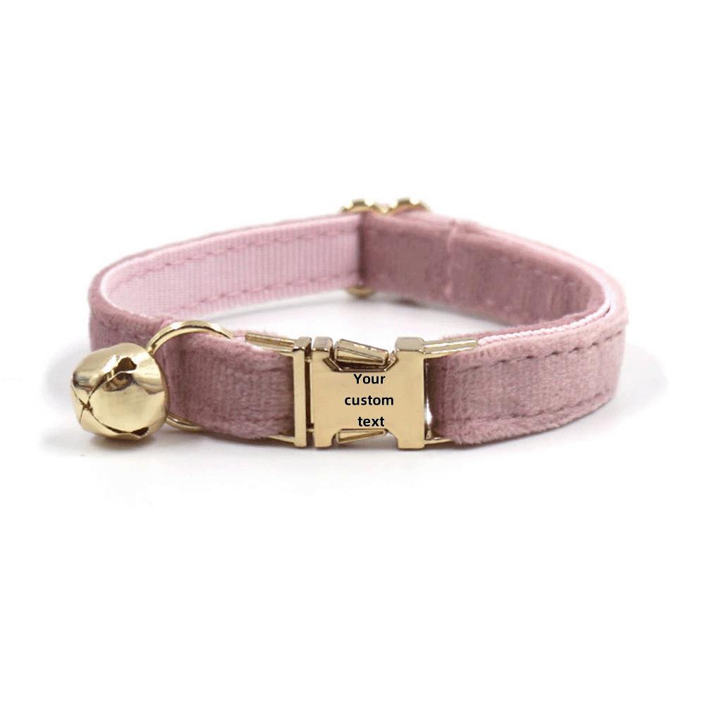 Personalized Soft Pet Choker Custom Name Phone Number Golden Buckles Adjustable Velvet Kitty Neckband Small Dog Identity Jewelry