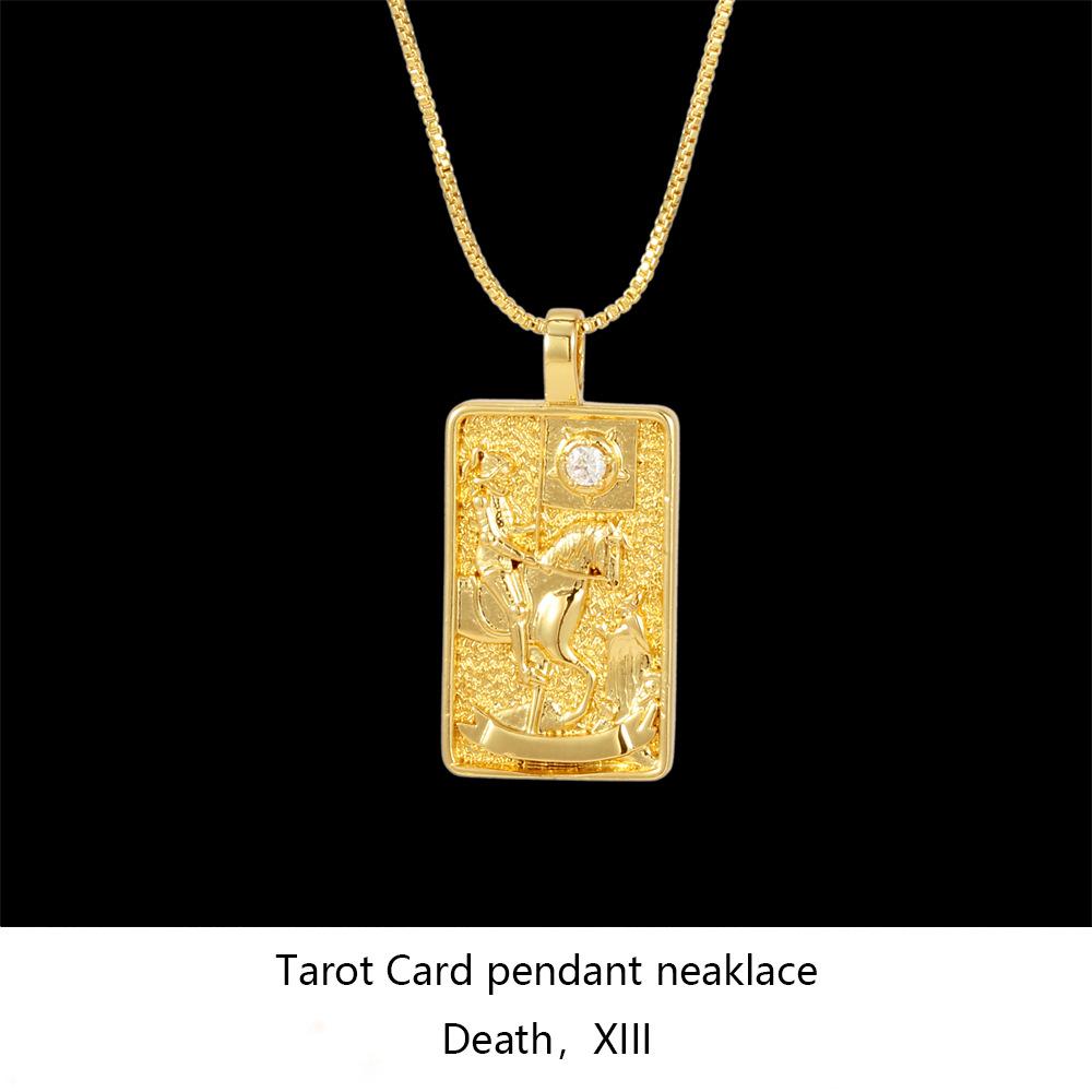 Nordic Solomon Tarot Card Necklace: Trendy Punk Hip Hop Style with Diamond Square Choker for Men and Women