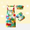 Cartoon  Kids Apron 3 Piece Set, Boys and Girls Painting Waterproof Apron, with Hat Sleeve Cover Shirt Apron Kitchen Accessories