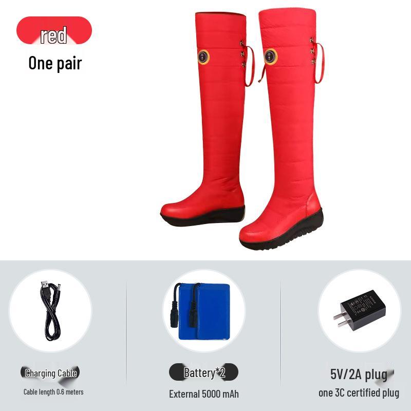 Electric Heated Over-the-Knee Boots with Intelligent Temperature Control - Winter Warm Plush Cotton, Outdoor Antifreeze Footwear