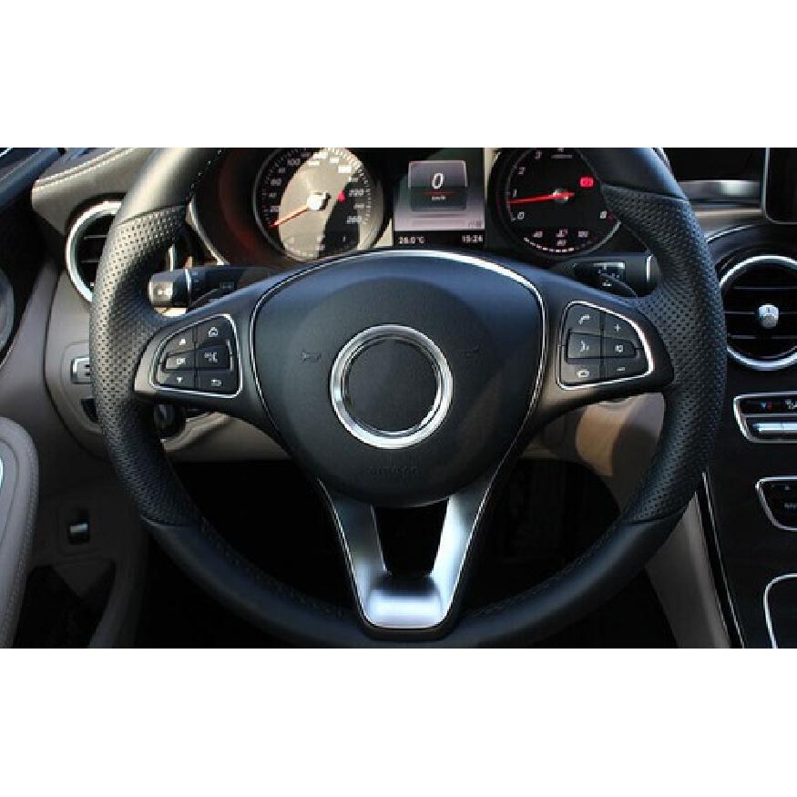 2016- Panel For Benz GLE GLS Steering Wheel Horn Ring Cover Silver Aluminum