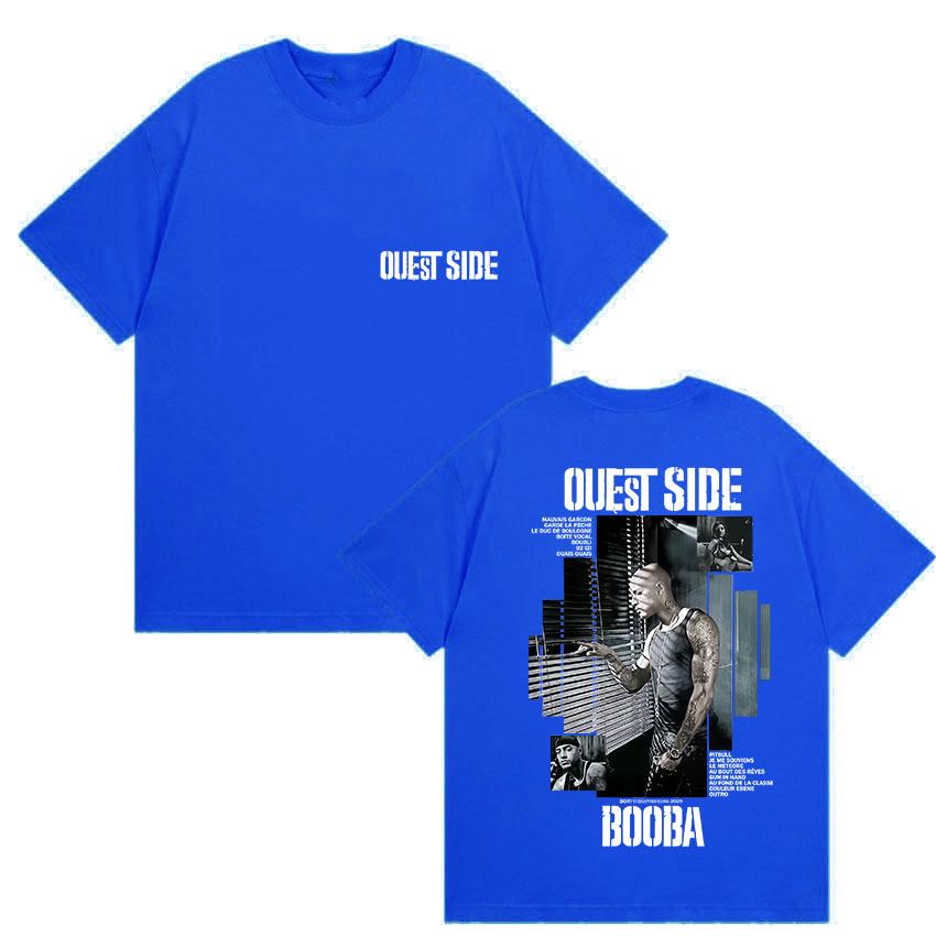 Rapper BOOBA OUEST SIDE Tour 2025 Graphic T Shirt Mens Hip Hop Retro Style Short Sleeve Tshirts 100 Cotton Tshirt Streetwear