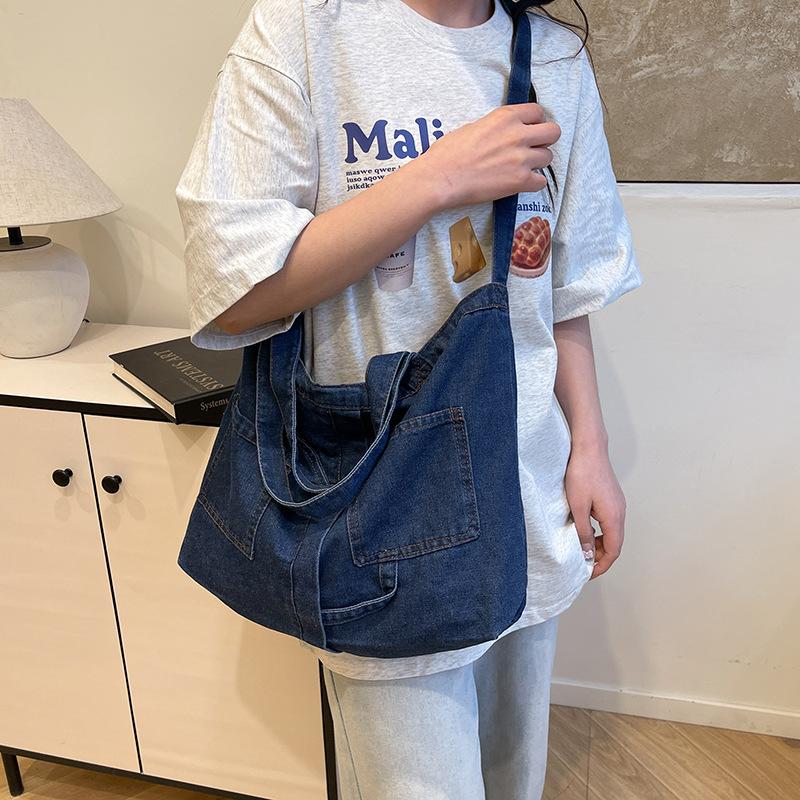 Japanese denim shoulder bag large capacity shopping bag mother bag tote bag student schoolbag make-up bag commuter bag
