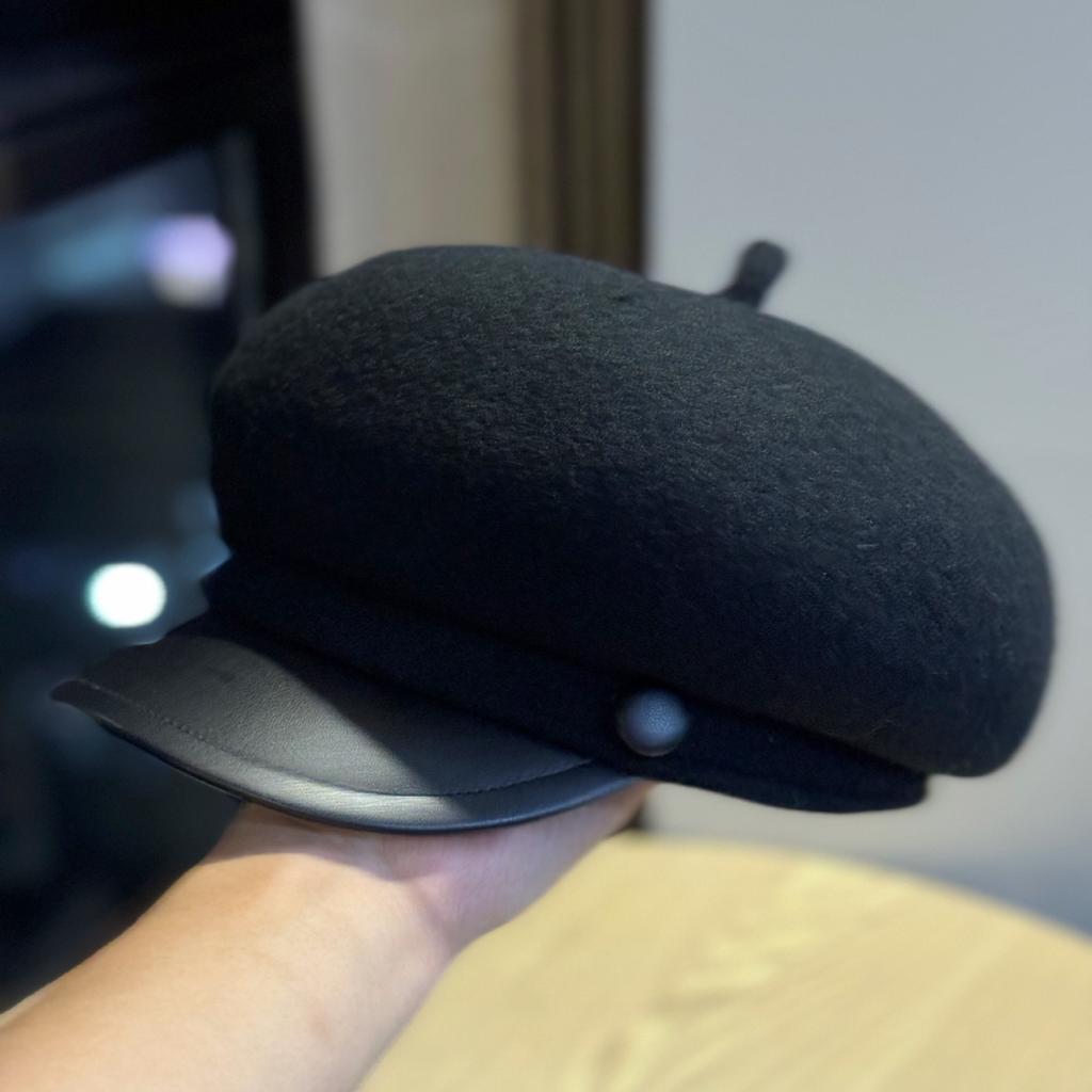 New High End Wool Octagonal Hat for Women In Autumn and Winter Woolen Beret Hat Retro Versatile Newsboy Hat