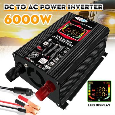 6000W 12VDC To AC 220V/110V Solar Power Inverter Dual 2.4A USB Port Smart LCD Display Solar Panel Controller
