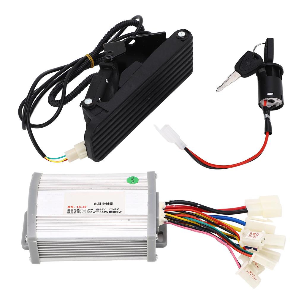 36V 800W Brush Speed Motor Controller Conversion Controller Kit with Throttle Pedal for Electric Bike Motorcycle Tricycle