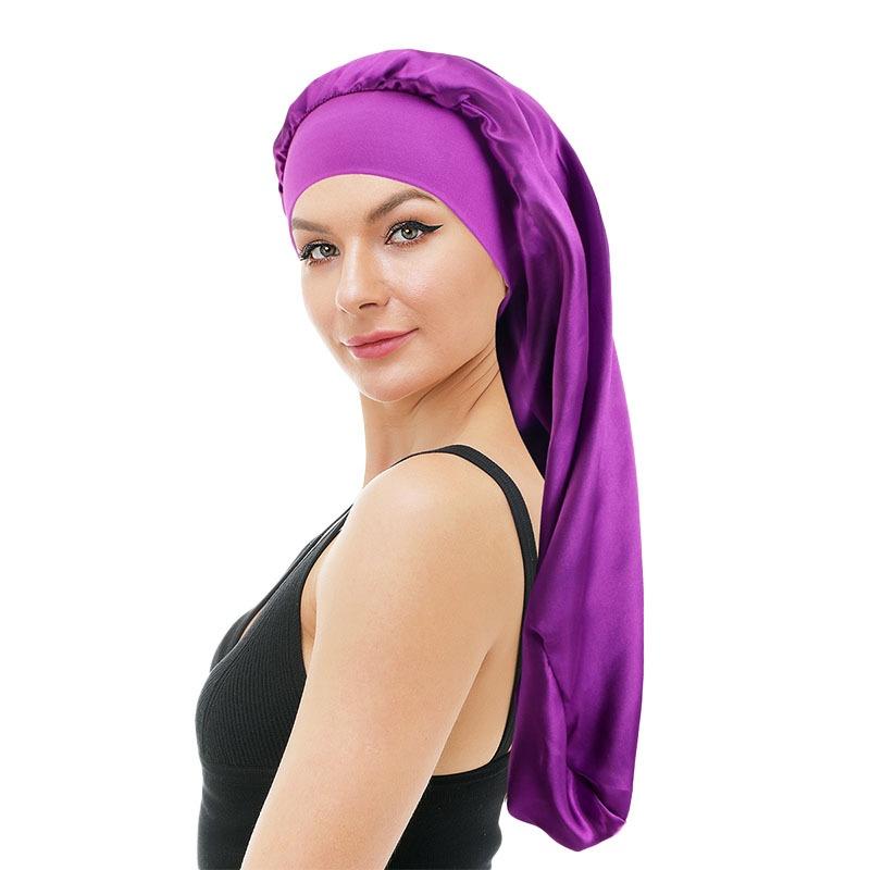 Long Satin Bonnet Sleep Cap Hair Care Night Sleep Cap for Women Braids Curly Hair Natural Hair Adjustable Sleep Cap