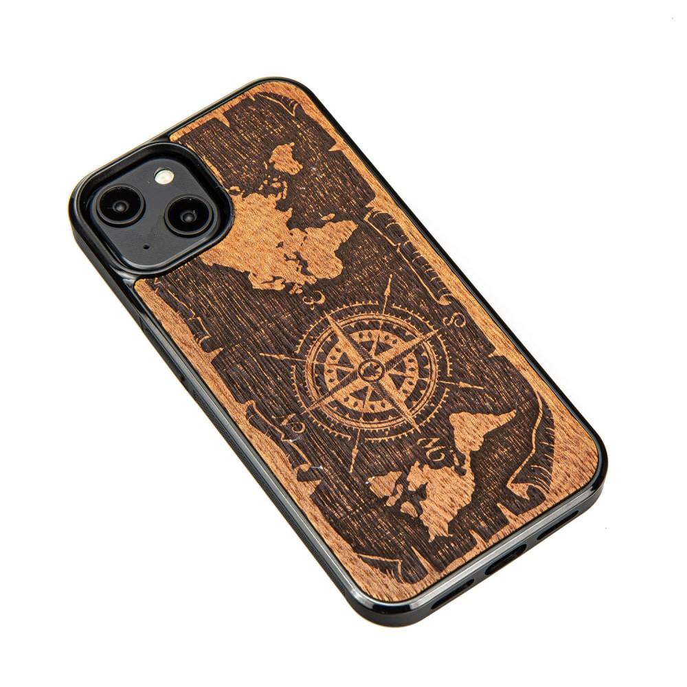 Bewood Wooden Case for iPhone 14, Wind Rose, Merbau