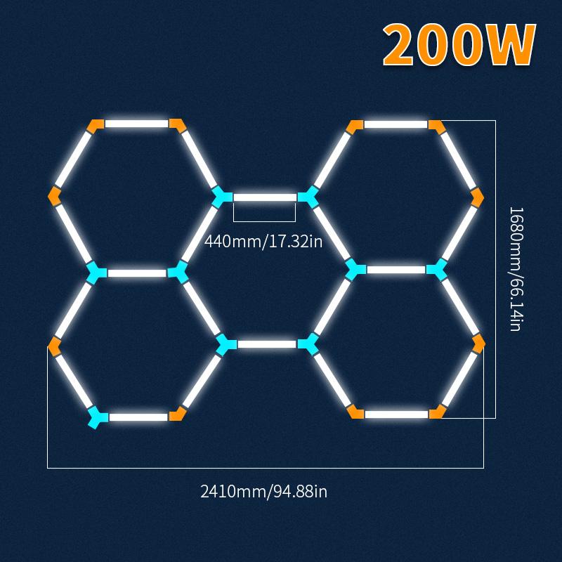 440mm Garage Light Hexagon Lights Lamp 85-265V Led Tube Honeycomb Ceiling Lighting For Auto Car Body Repair Led Worksho