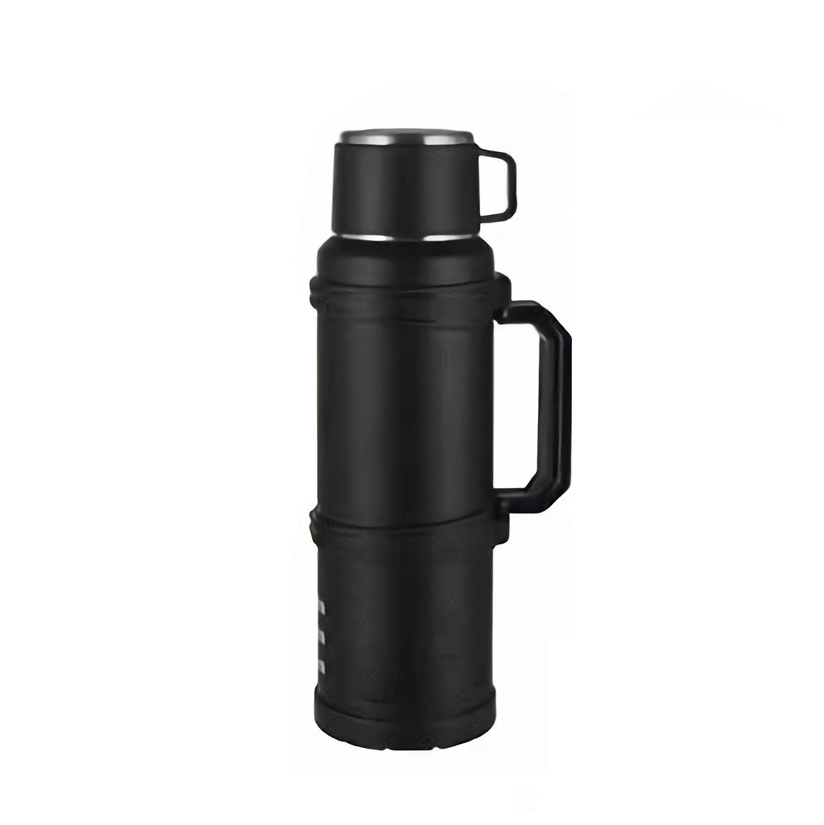 High Quality Large 1800ml Leak Proof Vacuum High-efficiency Insulation Function Thermos Flask with Foldable Handle and Cup Lid 1800ml чёрный