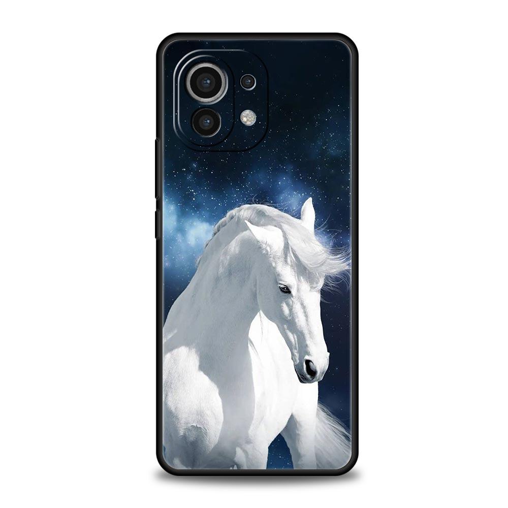 Animal Horse Phone Case For Xiaomi Mi 15 14 Pro 13 12 11 Lite 5G 10T 11T 12T 13T 14T Poco X6 X5 X4 X3 NFC F3 F4 GT Black Cover